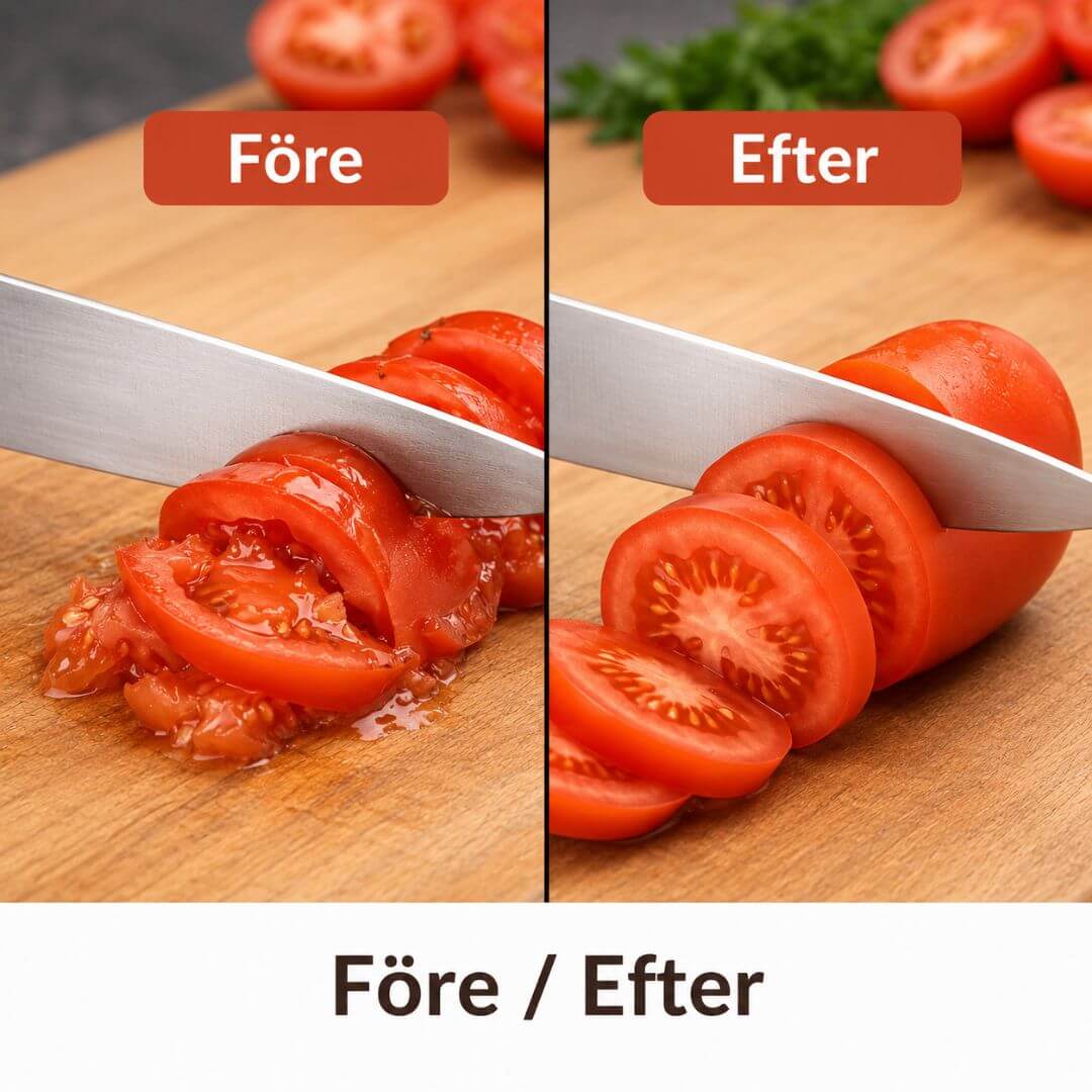 Knivslipare i trä – 2-stegs system + Gratis Santoku