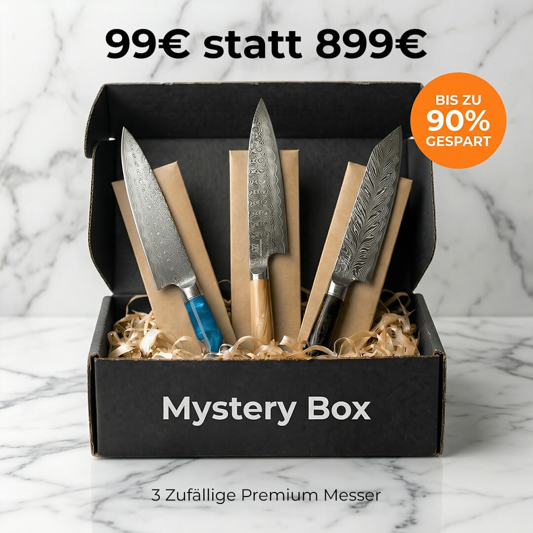 E-Mail: Mystery Box S / 3 slumpmässiga premiumköksknivar