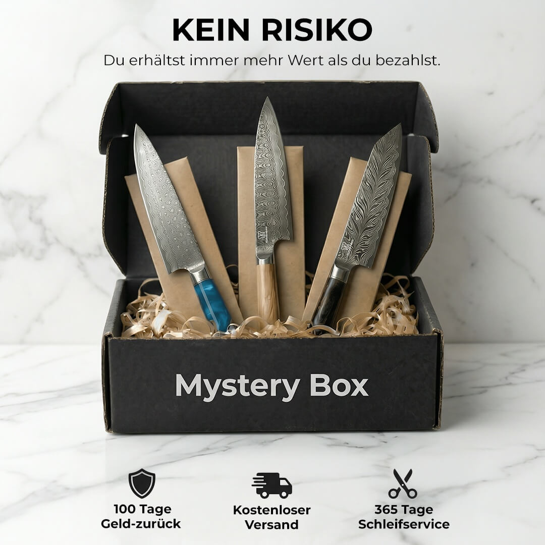 E-Mail: Mystery Box S / 3 slumpmässiga premiumköksknivar