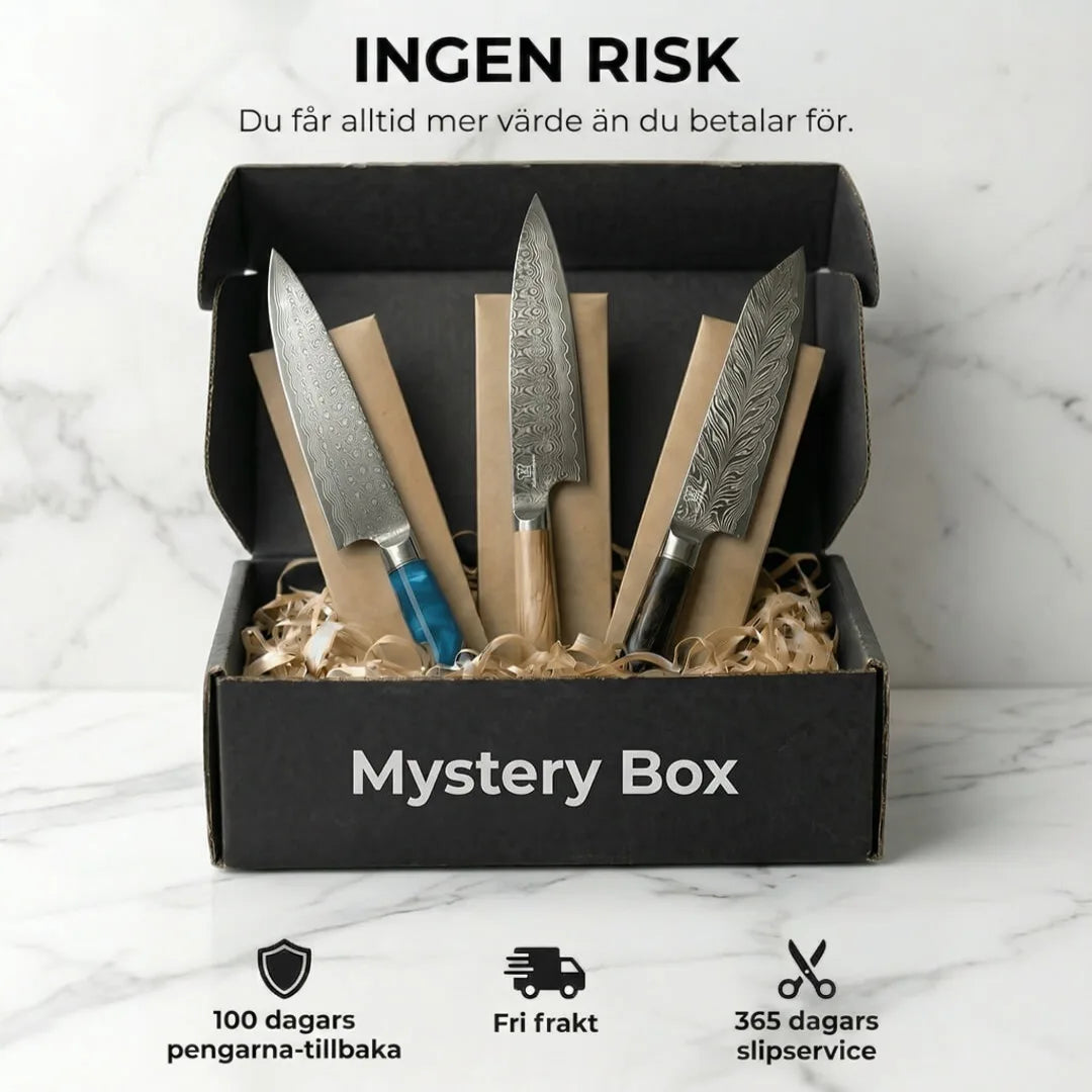 Mystery Box S / 3 slumpmässigt utvalda premiumköksknivar