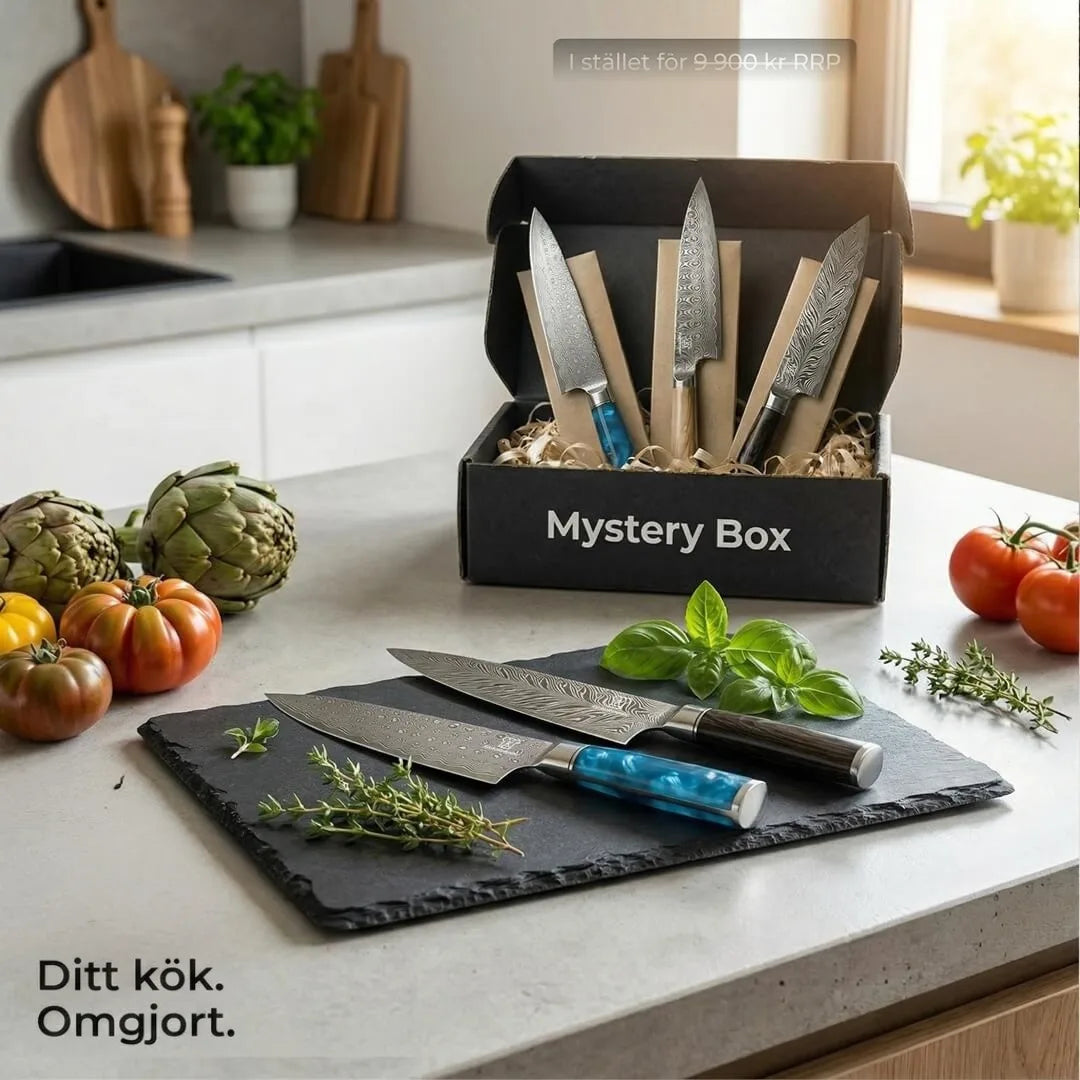 Mystery Box S / 3 slumpmässigt utvalda premiumköksknivar