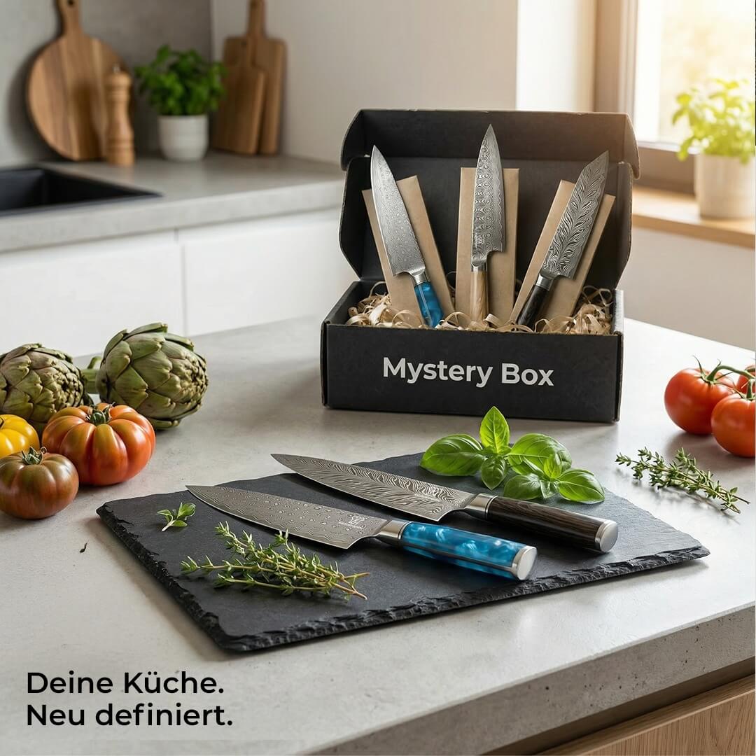 E-Mail: Mystery Box S / 3 slumpmässiga premiumköksknivar