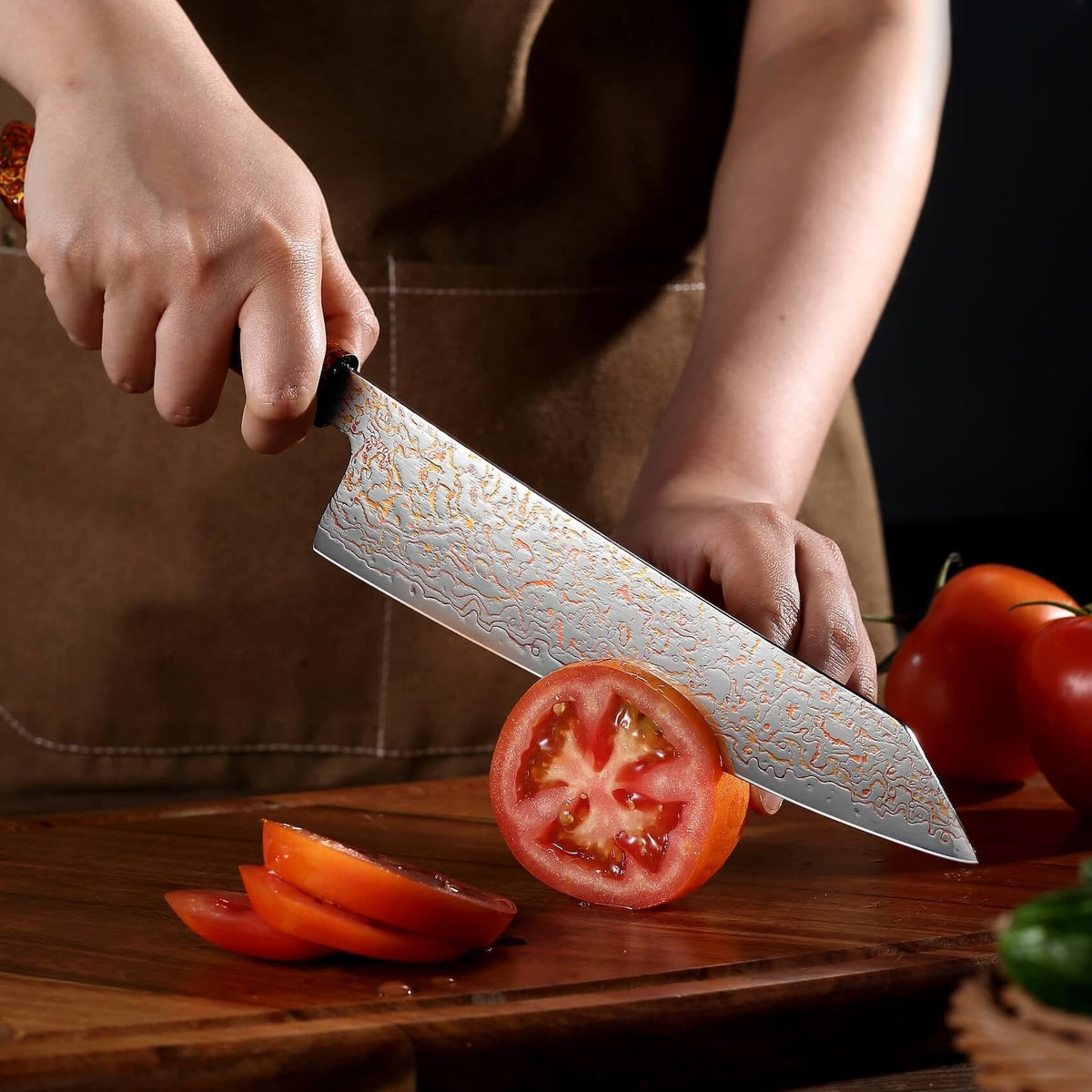 Tokuni Premium kniv i koppar-damast