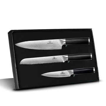 OKAMI knivset 3 delar i damaskenstål