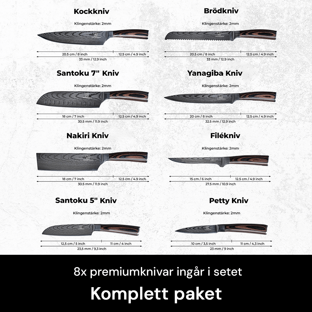 Premium Knivset + Gratis Santoku