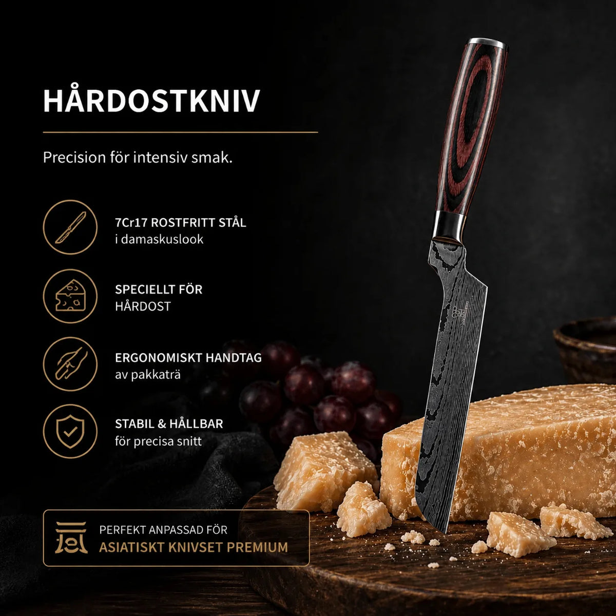 Hårdostkniv i damastoptik