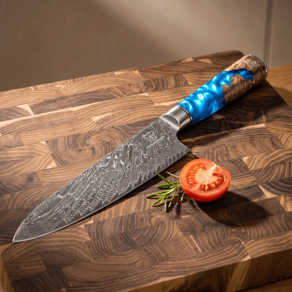 Aoki damaskus-kockkniv & 2-i-1 våtslipsten