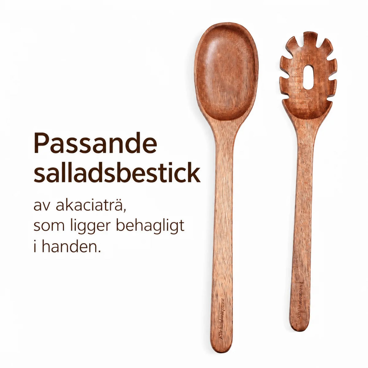 Salladsskålset i akaciaträ – 3 skålar inkl. salladsbestick